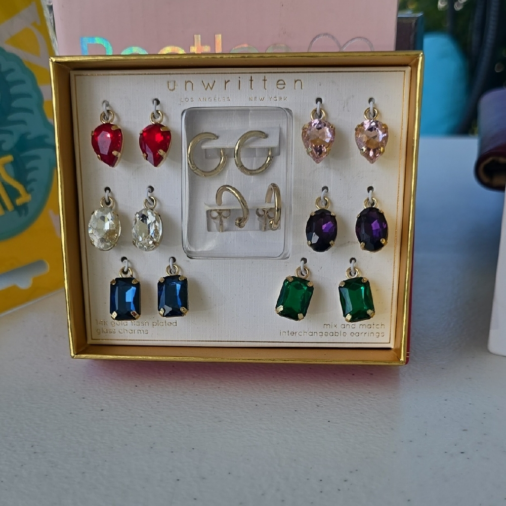 Unwritten Gold-Plated Earrings with Colorful Stones